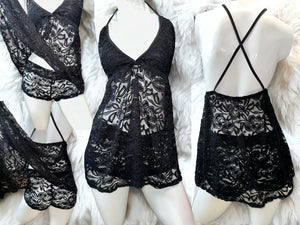 Black Lace Love Affair Set w/ Boyshorts