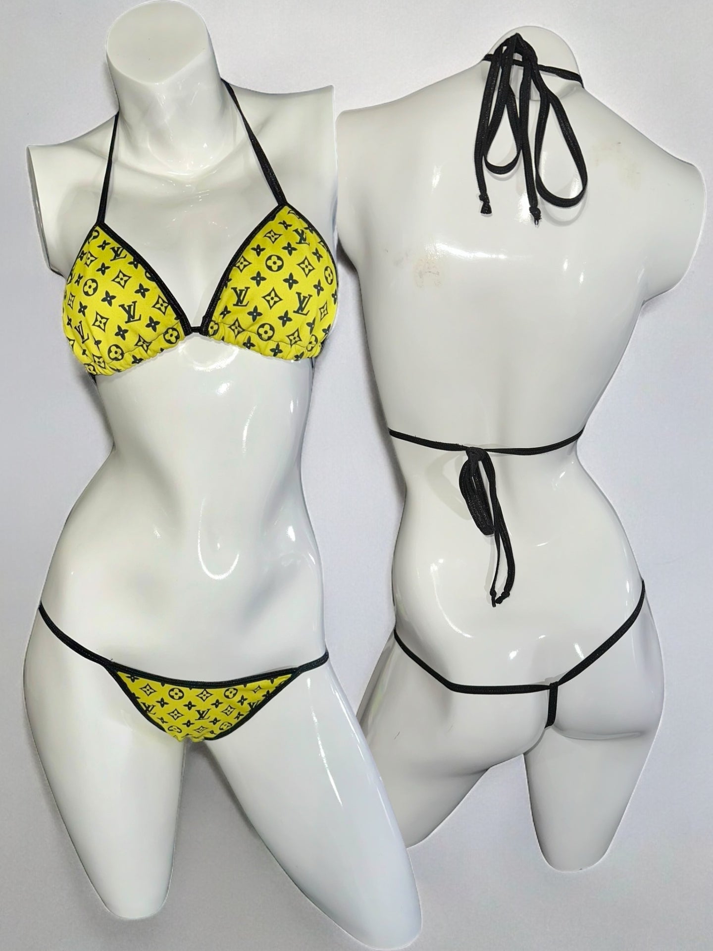 Black & Yellow Fancy Two Piece T-back - MED (RTS)