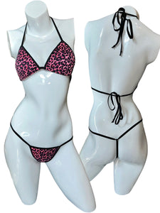 Pink Cheetah Two Piece T-back - MED (RTS)