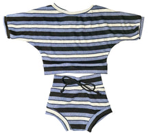 Load image into Gallery viewer, Striped Moody Blue Ribbed Lounge set- 6/9m, 9/12m, 12/18m (RTS)