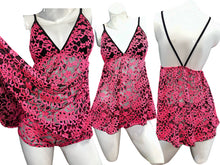 Load image into Gallery viewer, Neon Pink &amp; Black Lace Love Affair Set w/ Boyshorts