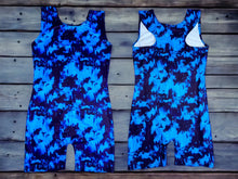 Load image into Gallery viewer, Blue Acid Gymnastics Unitard