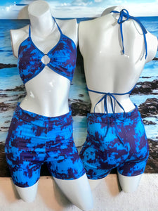 Blue Acid Ring Top & Shorts Set