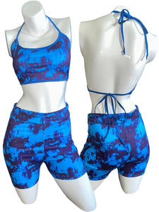 Blue Acid Tie Top & Shorts Set