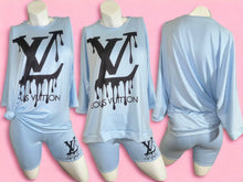 Load image into Gallery viewer, Sky Blue Designer Lounge Top &amp; Shorts Set