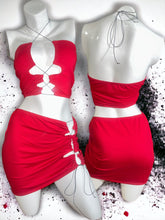 Load image into Gallery viewer, Red Crisscrossed Two Piece Mini Skirt