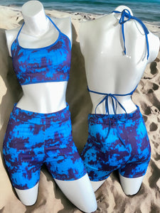 Blue Acid Tie Top & Shorts Set