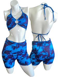 Blue Acid Ring Top & Shorts Set