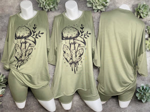 Sage Oversized T-Shirt Lounge & Shorts Set