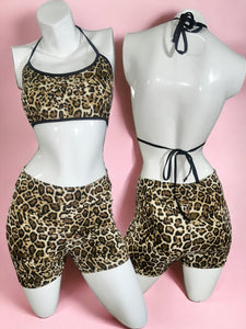 Leopard Tie Top & Shorts Set