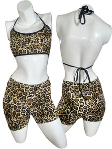 Leopard Tie Top & Shorts Set