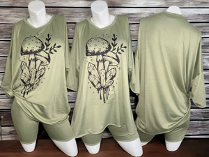 Sage Oversized T-Shirt Lounge & Shorts Set