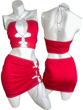 Load image into Gallery viewer, Red Crisscrossed Two Piece Mini Skirt