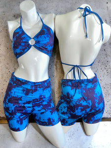 Blue Acid Ring Top & Shorts Set