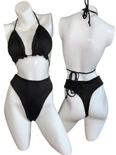 Load image into Gallery viewer, Black Thong Two Piece Swimsuit