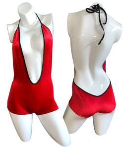 Red Velvet Sideboob Romper - SMALL (RTS)